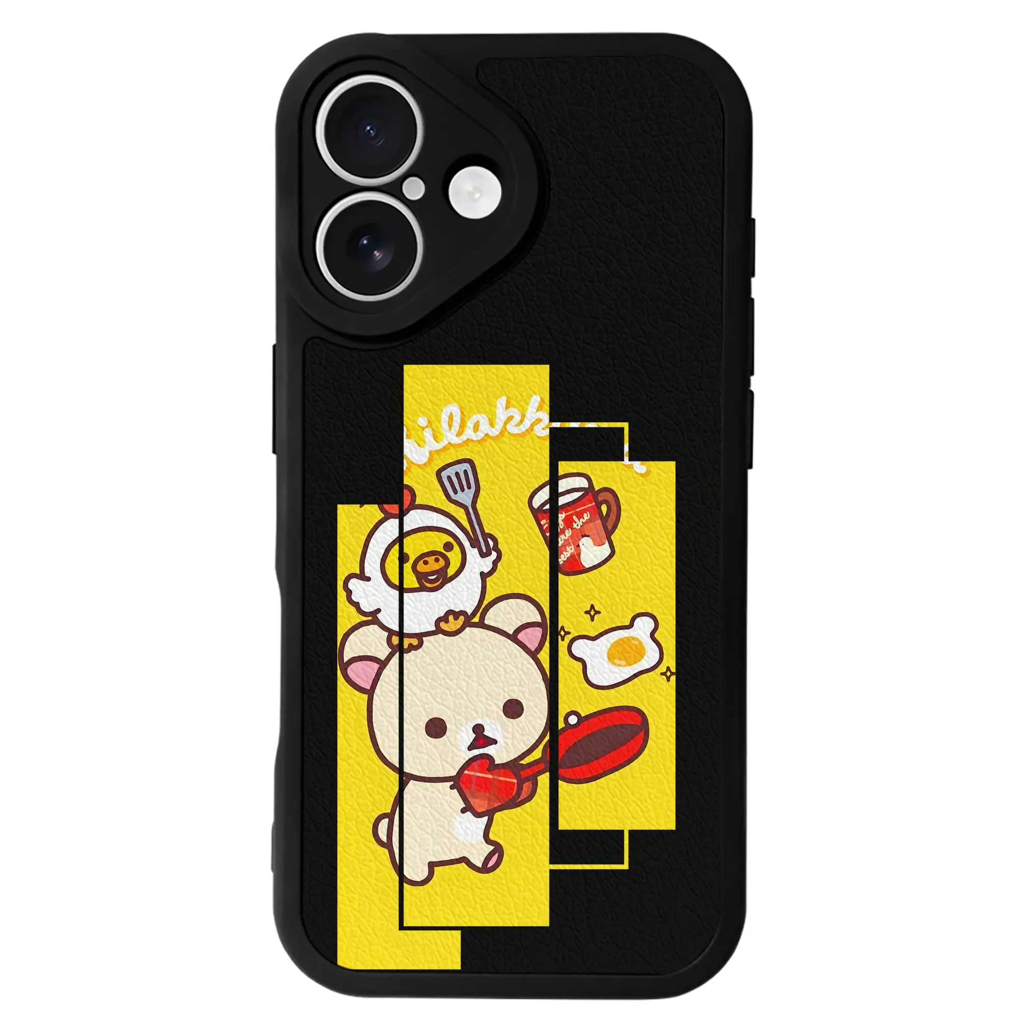 リラックマ (Rilakkuma) グッズ コリラックマ (Korirakkuma) - IPhone 16シリーズ対応 ・ シリコンスマホケース ・ レザー調 ・ 高精度フィット ・ 耐衝撃 ・ ワイヤレス充電対応 ・ 精密カット